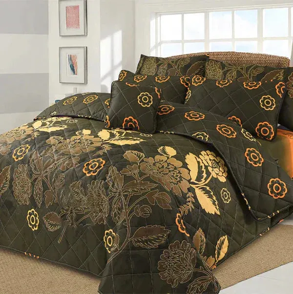 7 Pcs Quilted Comforter Set - Emerald