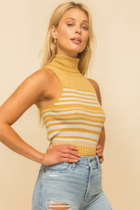 Amber Striped Turtleneck in Mustard
