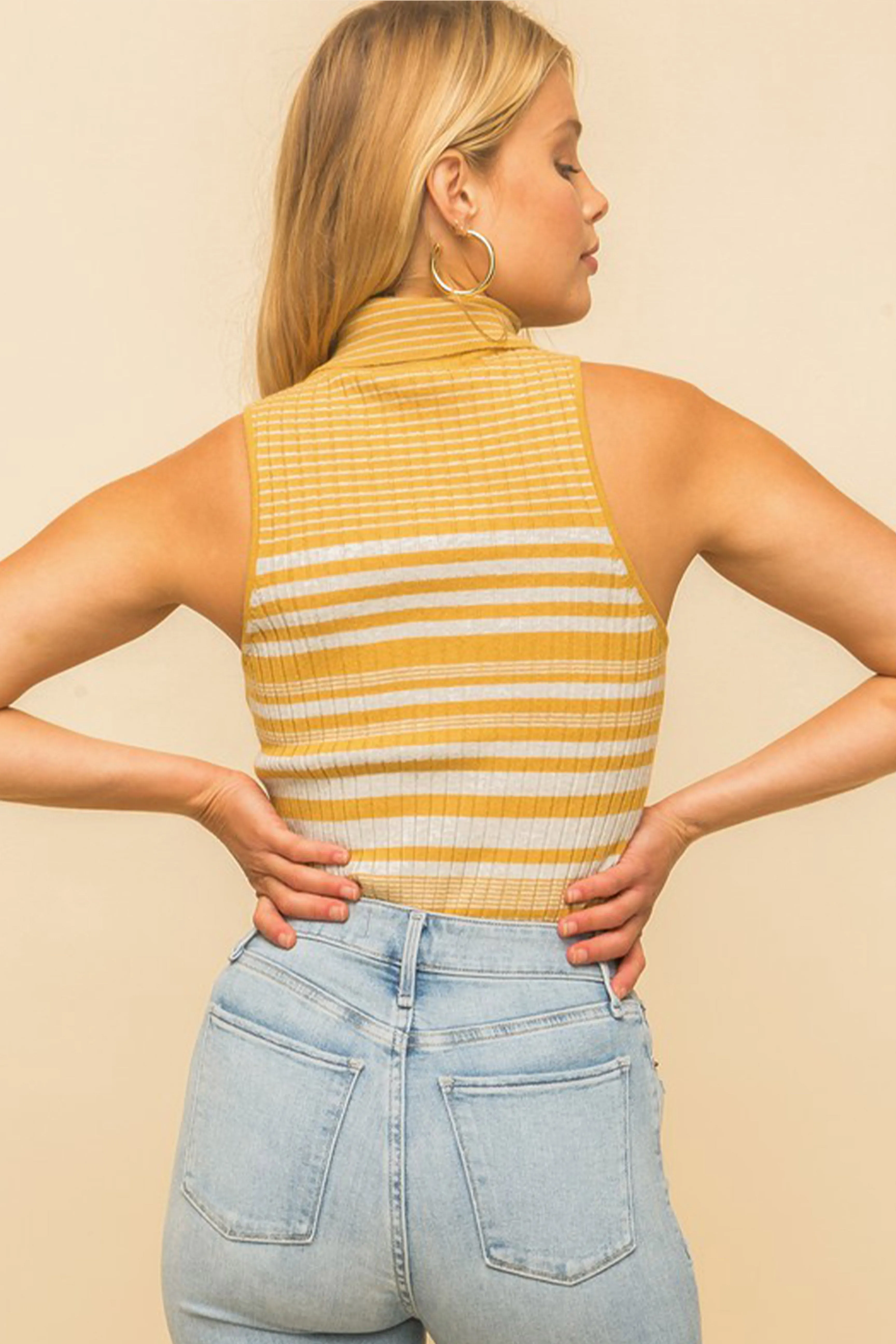 Amber Striped Turtleneck in Mustard