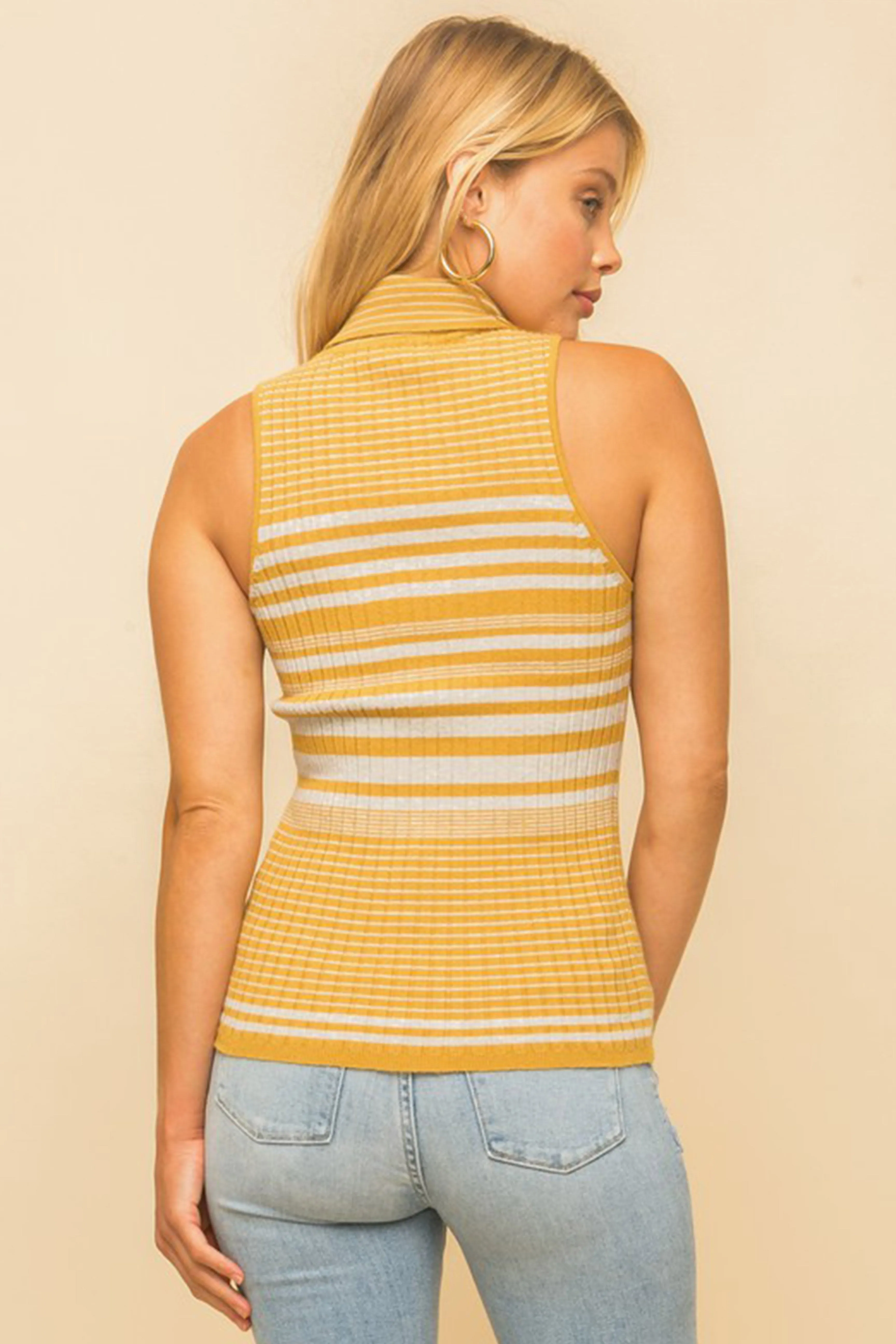 Amber Striped Turtleneck in Mustard