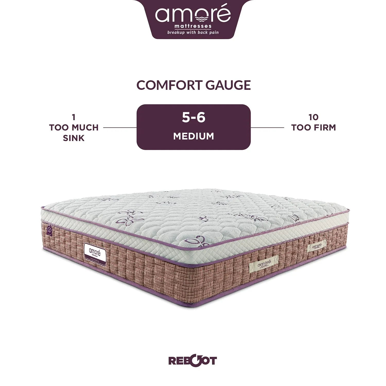 Amore Reboot 8 Inch Euroto Pocket Spring & H R Foam Double Size Mattres (78x48x8)