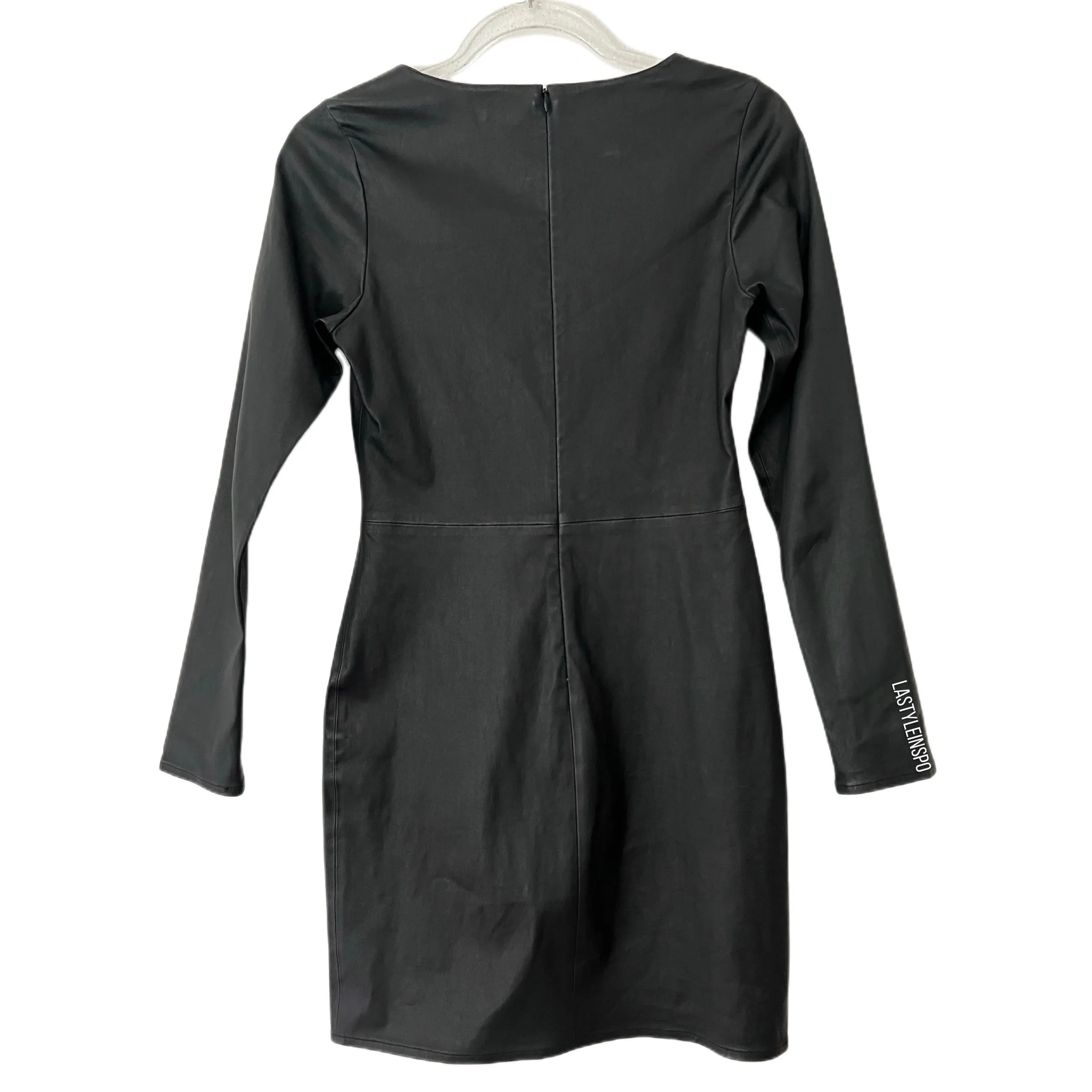 AS BY DF Recycled Leather Mini Dress Long Sleeves Black Size Small