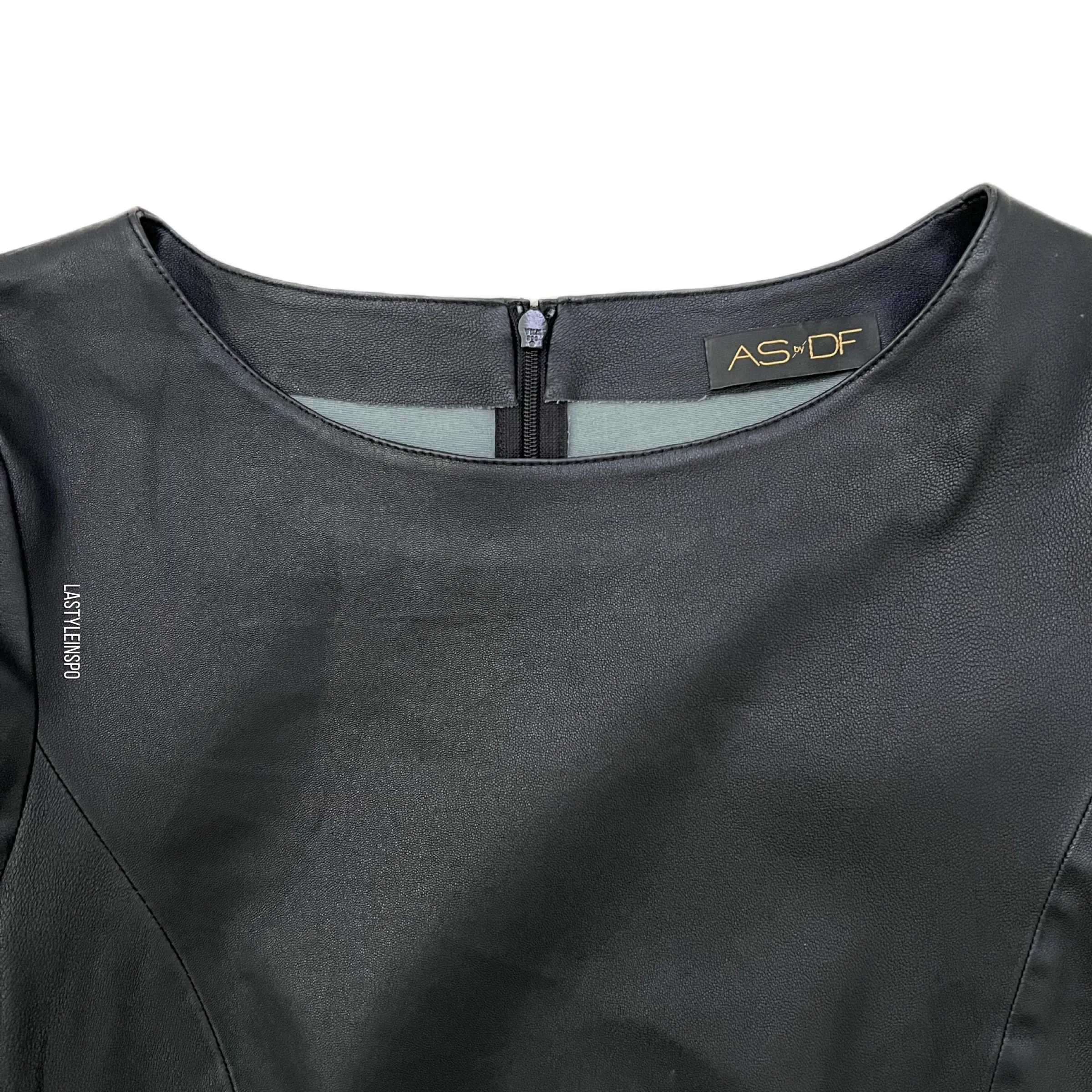 AS BY DF Recycled Leather Mini Dress Long Sleeves Black Size Small