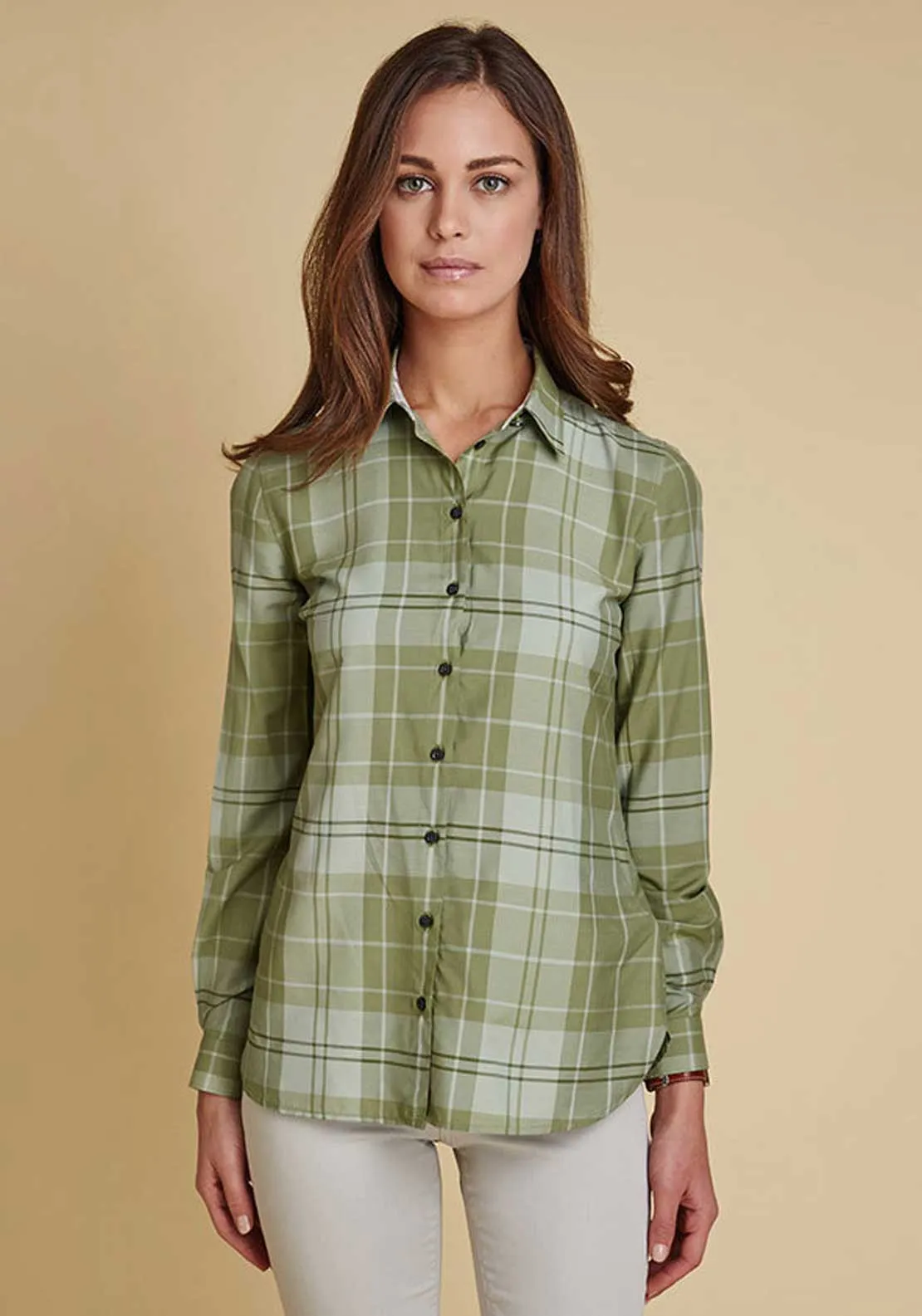 Barbour Womens Ewan Long Sleeve Blouse, Laurel Green