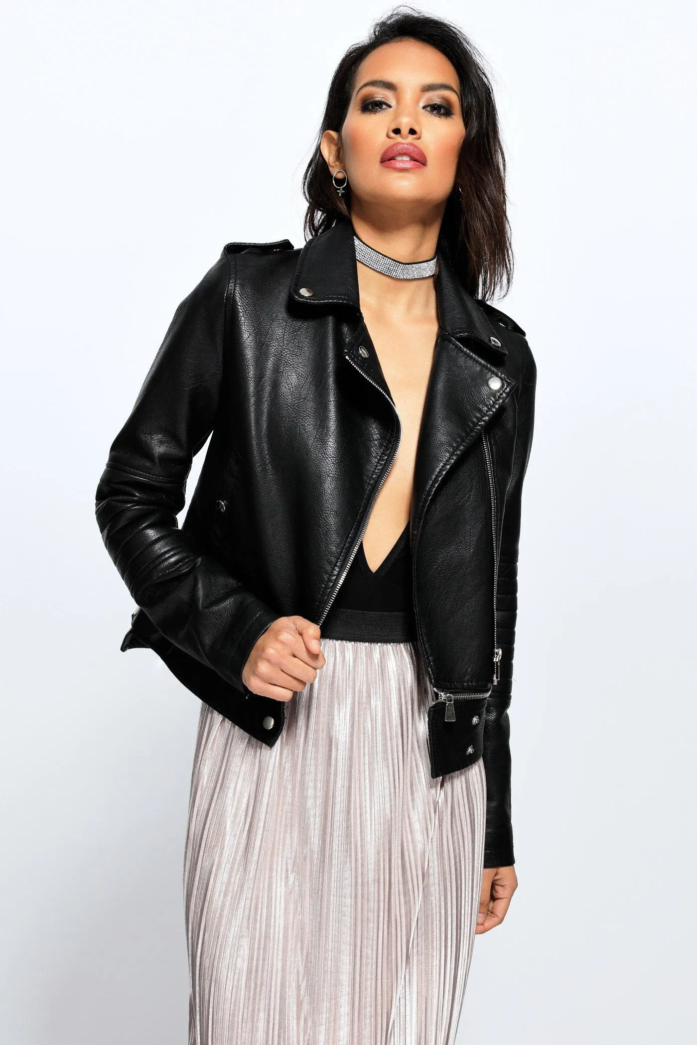 Black Zip Biker Jacket