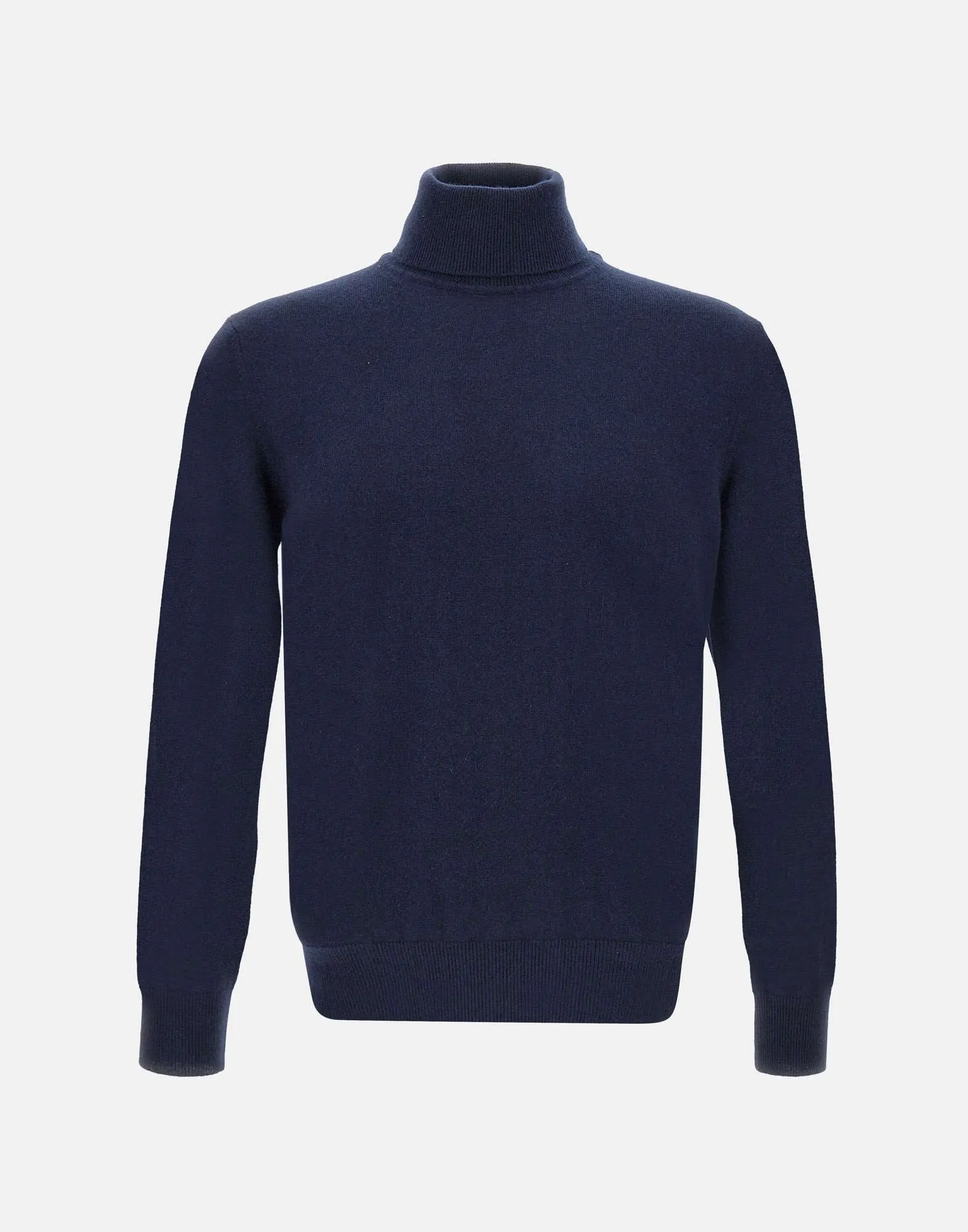 Blue Wool and Cashmere Turtleneck Sweater