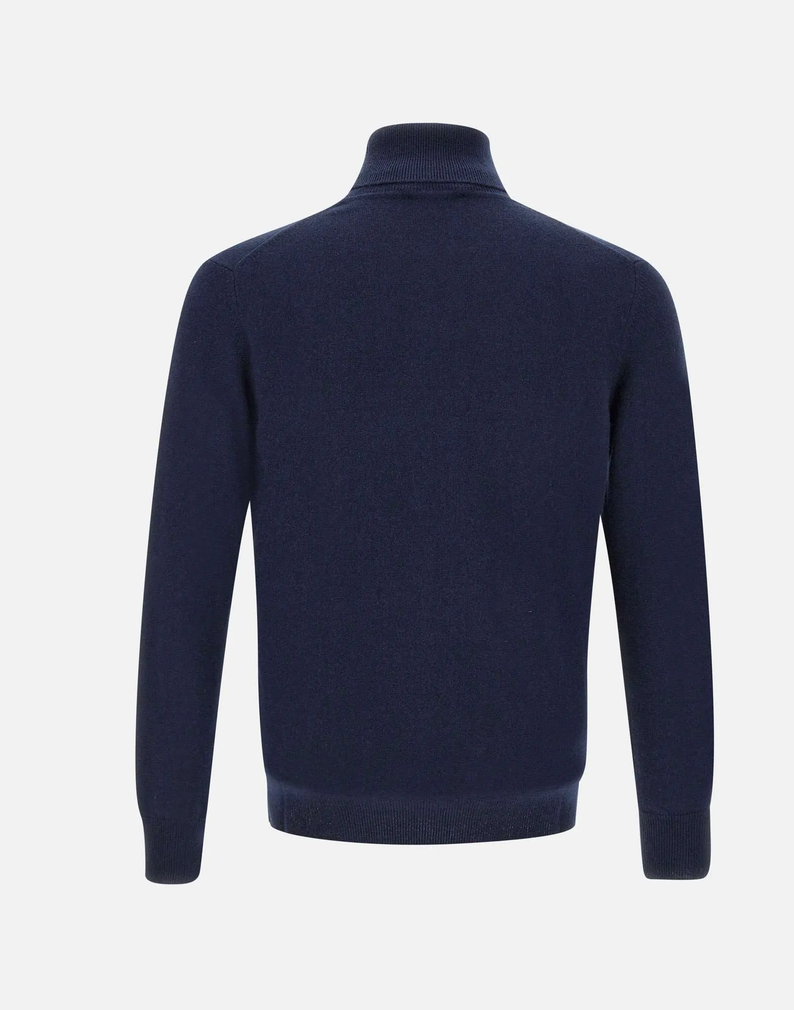 Blue Wool and Cashmere Turtleneck Sweater