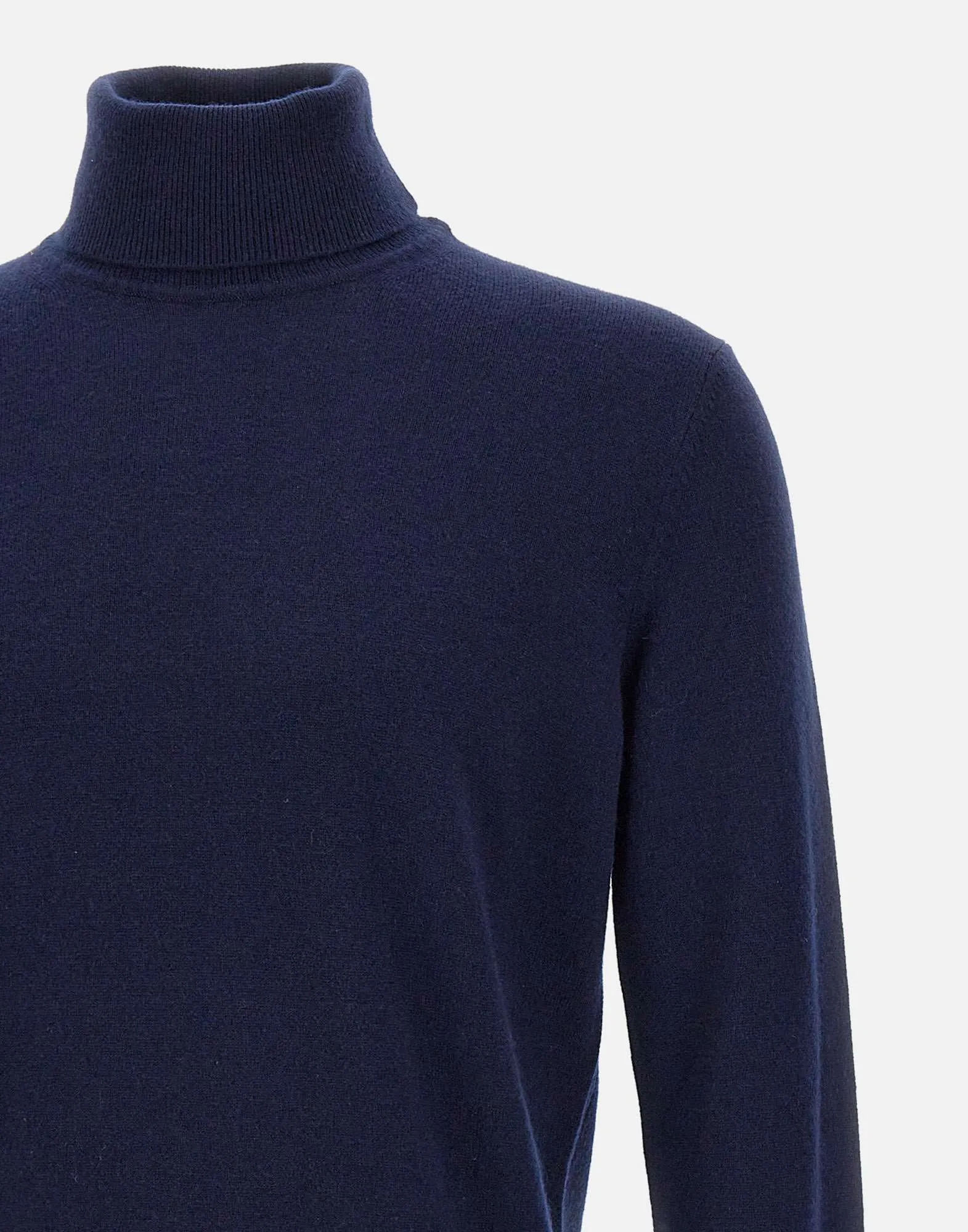 Blue Wool and Cashmere Turtleneck Sweater