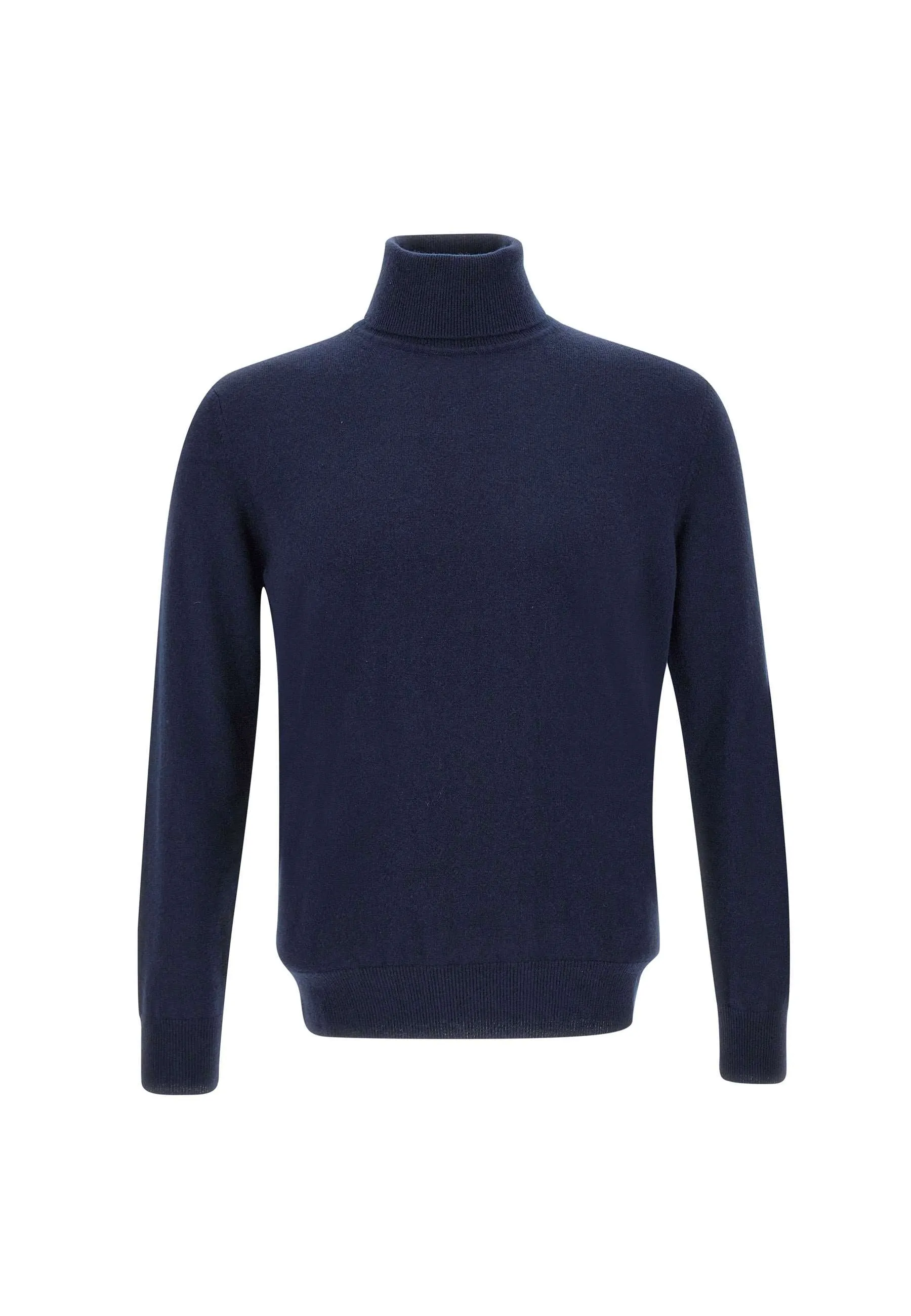 Blue Wool and Cashmere Turtleneck Sweater