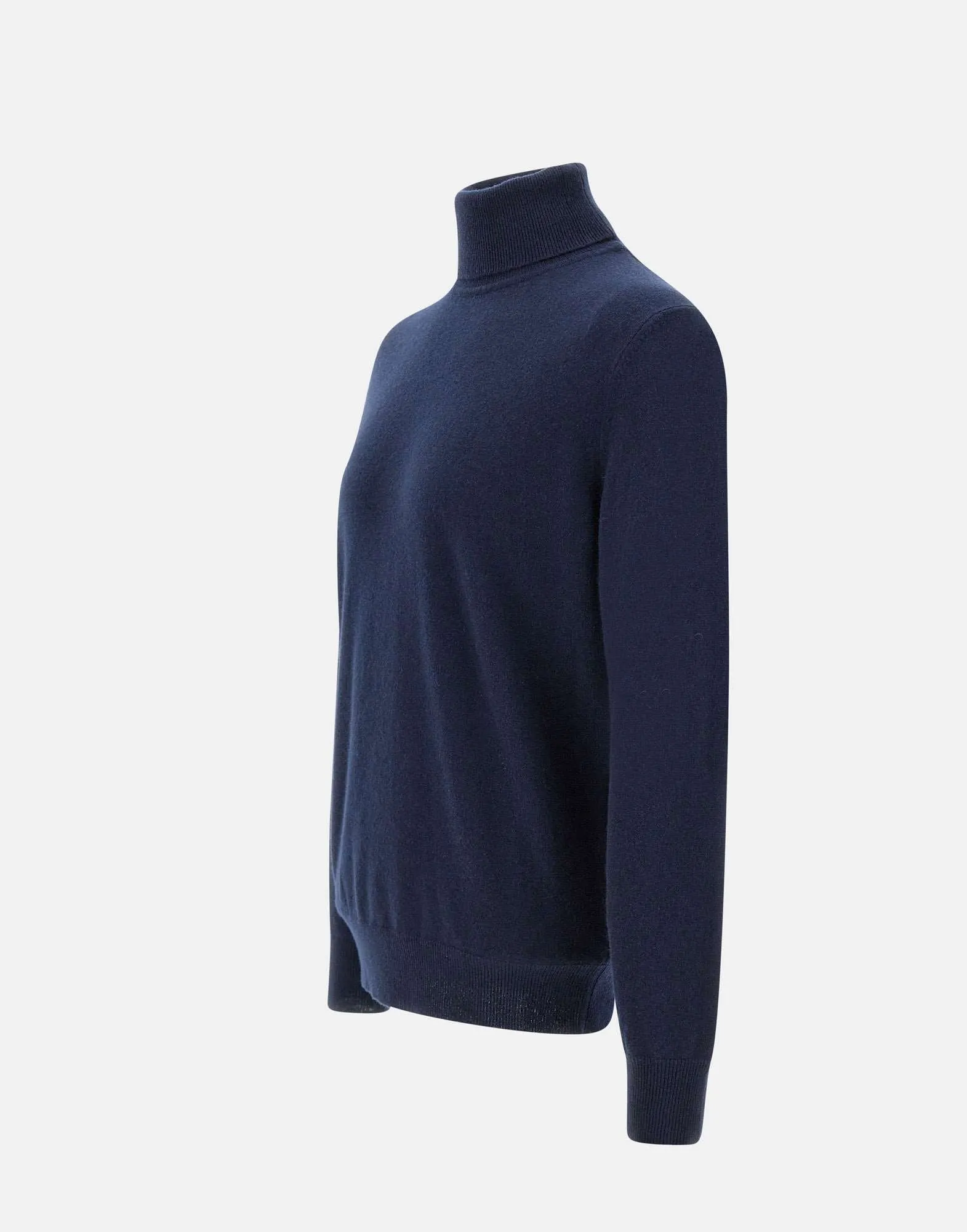 Blue Wool and Cashmere Turtleneck Sweater