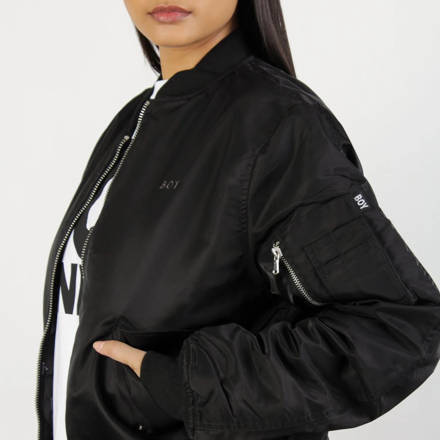 BOY MA1 REVERSIBLE BOMBER JACKET WOMENS - BLACK