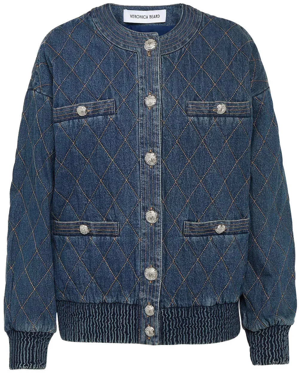 Bright Blue Glennon Quilted Denim Jacket