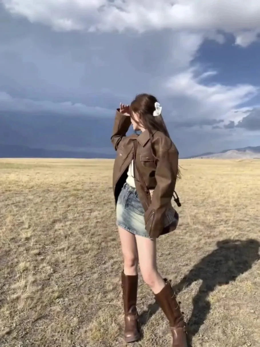 Brown Jacket New Fashion Streetwear
