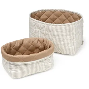 Cam Cam Copenhagen Quilted Storage Basket 2-pack Classic Stripes Camel