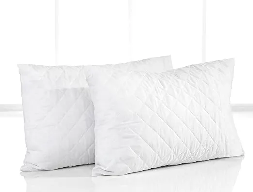 CAN Quilted Pillow Covers (Zippered Cases, Set Of 2, 50x70 cm, White)