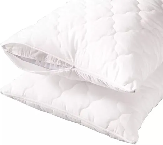 CAN Quilted Pillow Covers (Zippered Cases, Set Of 2, 50x70 cm, White)