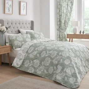 Chrysanthemum Bedspread by Dreams & Drapes Design in Green 200cm X 230cm