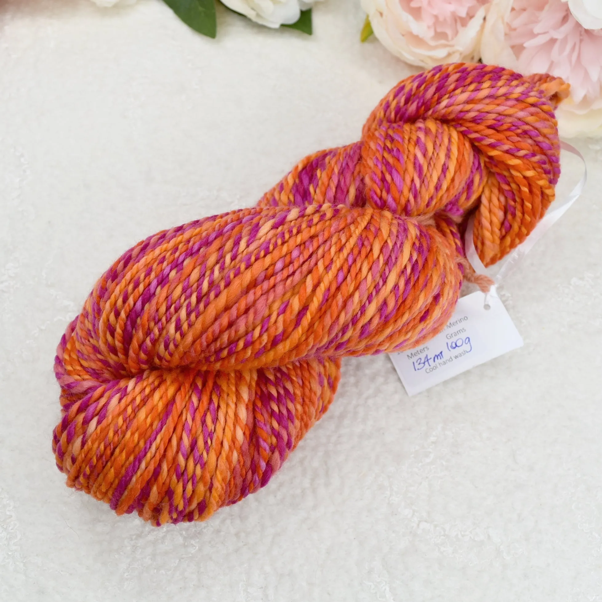 Chunky Hand Spun Corriedale Yarn Blood Orange