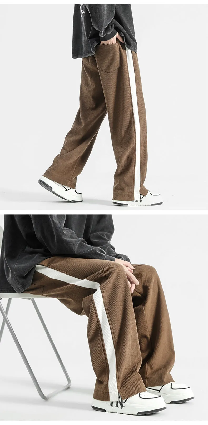Corduroy American Thick Loose Mop Pants, Straight-Leg Design for Comfort & Style. Ideal for Casual Wear.