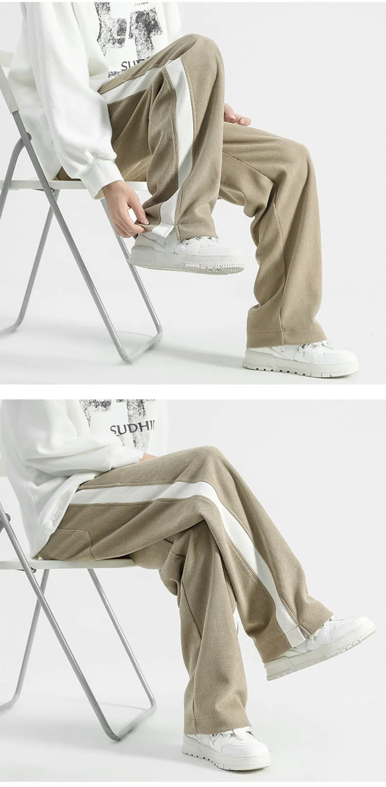 Corduroy American Thick Loose Mop Pants, Straight-Leg Design for Comfort & Style. Ideal for Casual Wear.