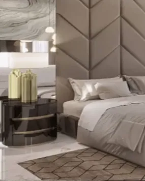 Dale Beige Modern Fusion Fabric Bed