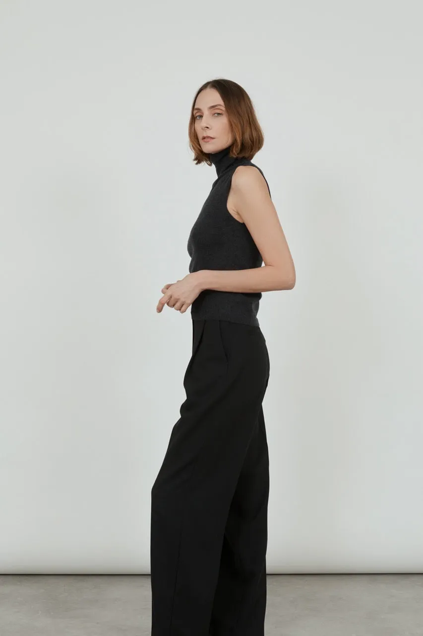 Deborah knitted top | Dark grey - Ultrafine merino-cashmere-silk blend