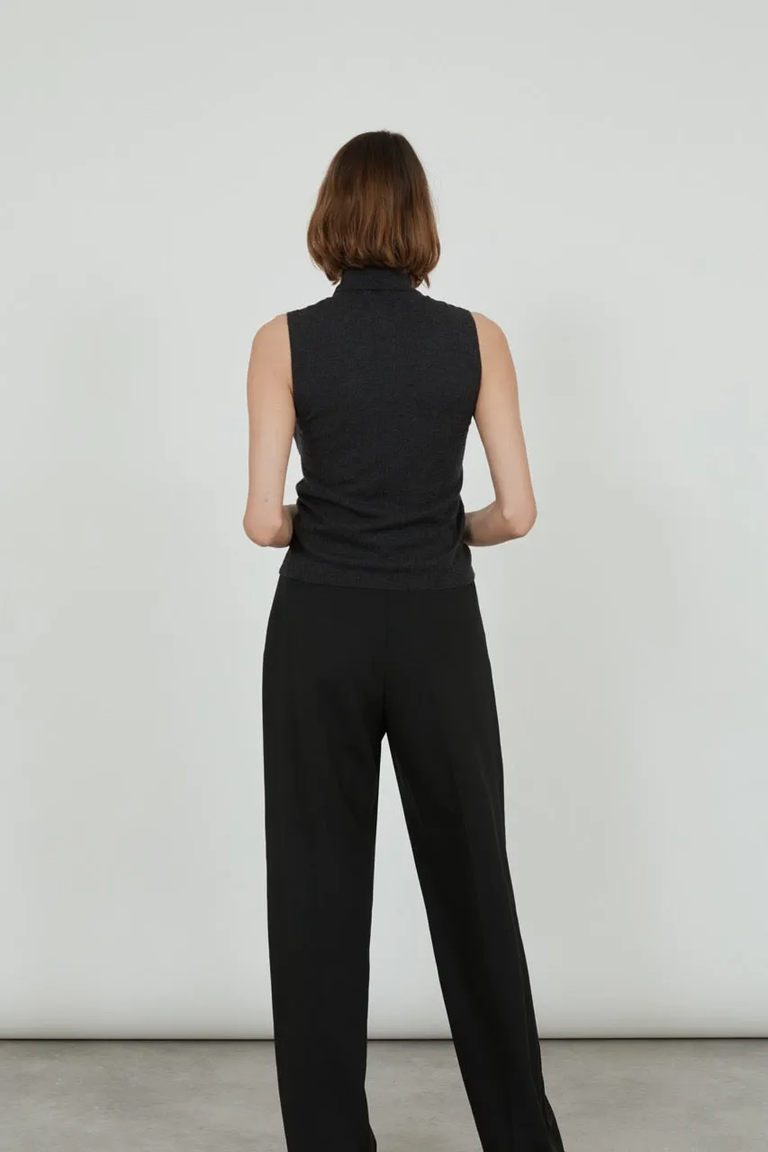 Deborah knitted top | Dark grey - Ultrafine merino-cashmere-silk blend