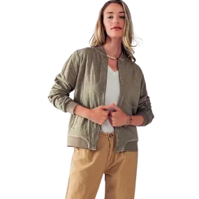Diamond Quilted Bomber Jacket - Taupe