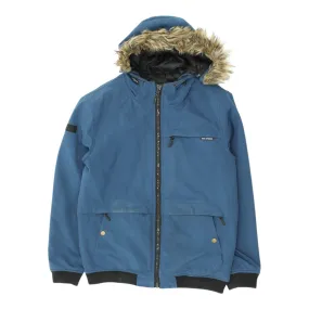 Diesel Mens Blue Faux Fur Quilted Hooded Jacket | Designer Outdoors Hoodie VTG