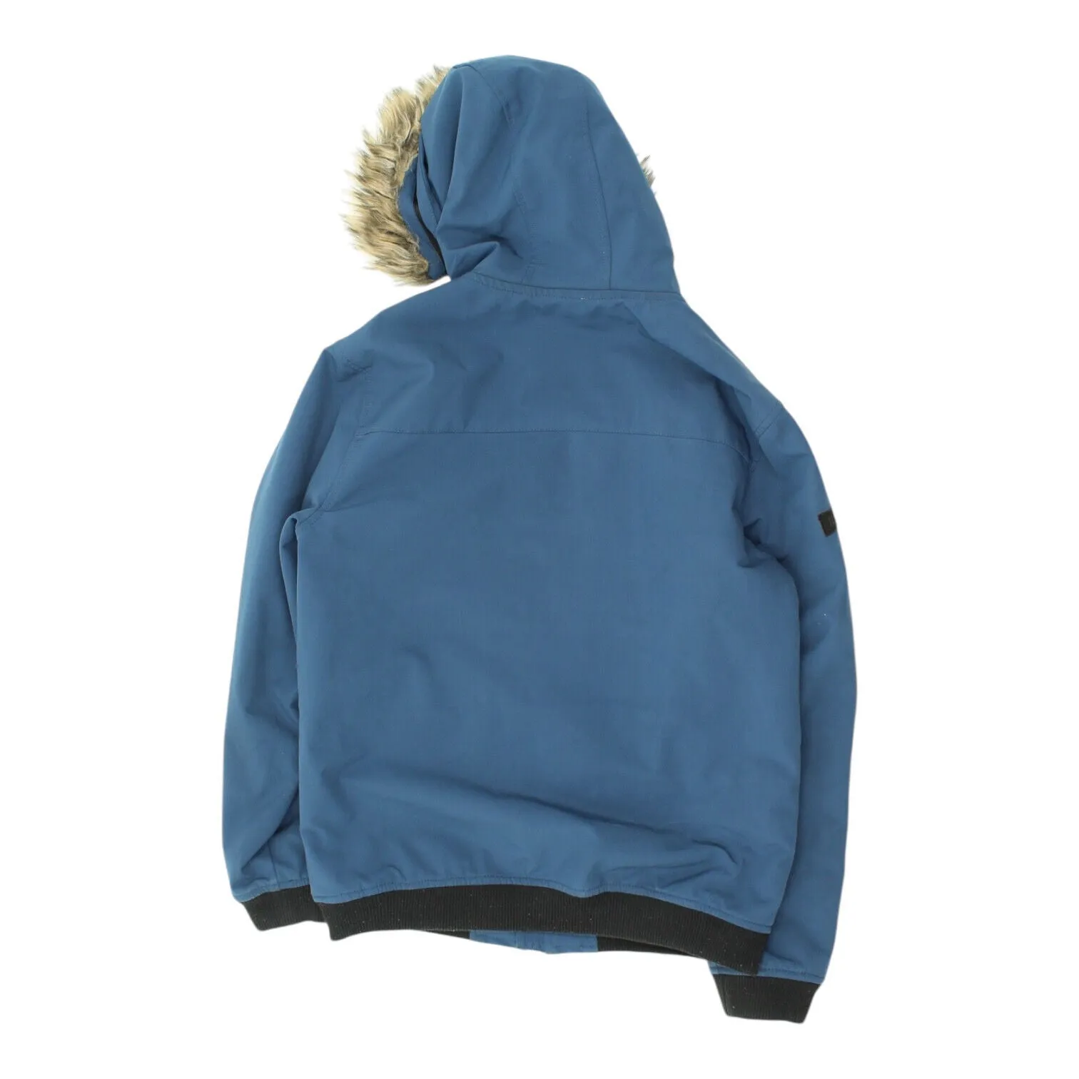 Diesel Mens Blue Faux Fur Quilted Hooded Jacket | Designer Outdoors Hoodie VTG