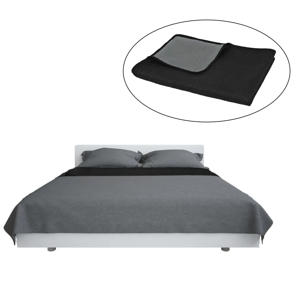 Double-sided Quilted Bedspread 170x210 cm Grey and Black
