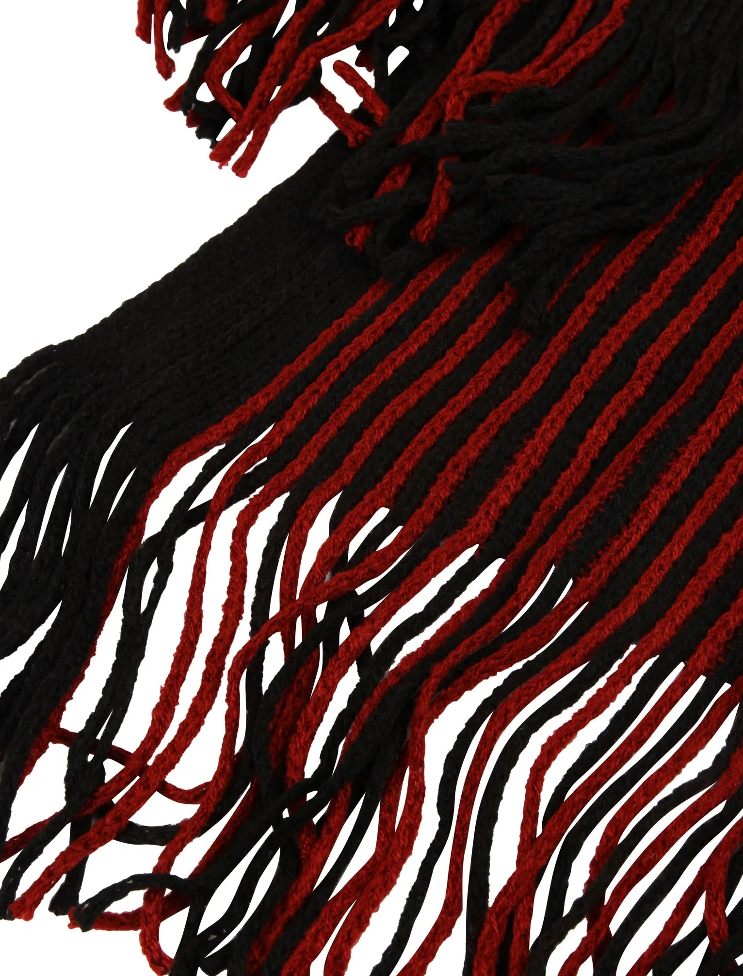 Dylan Striped Cable Knitted Scarf in Black / Oxblood
