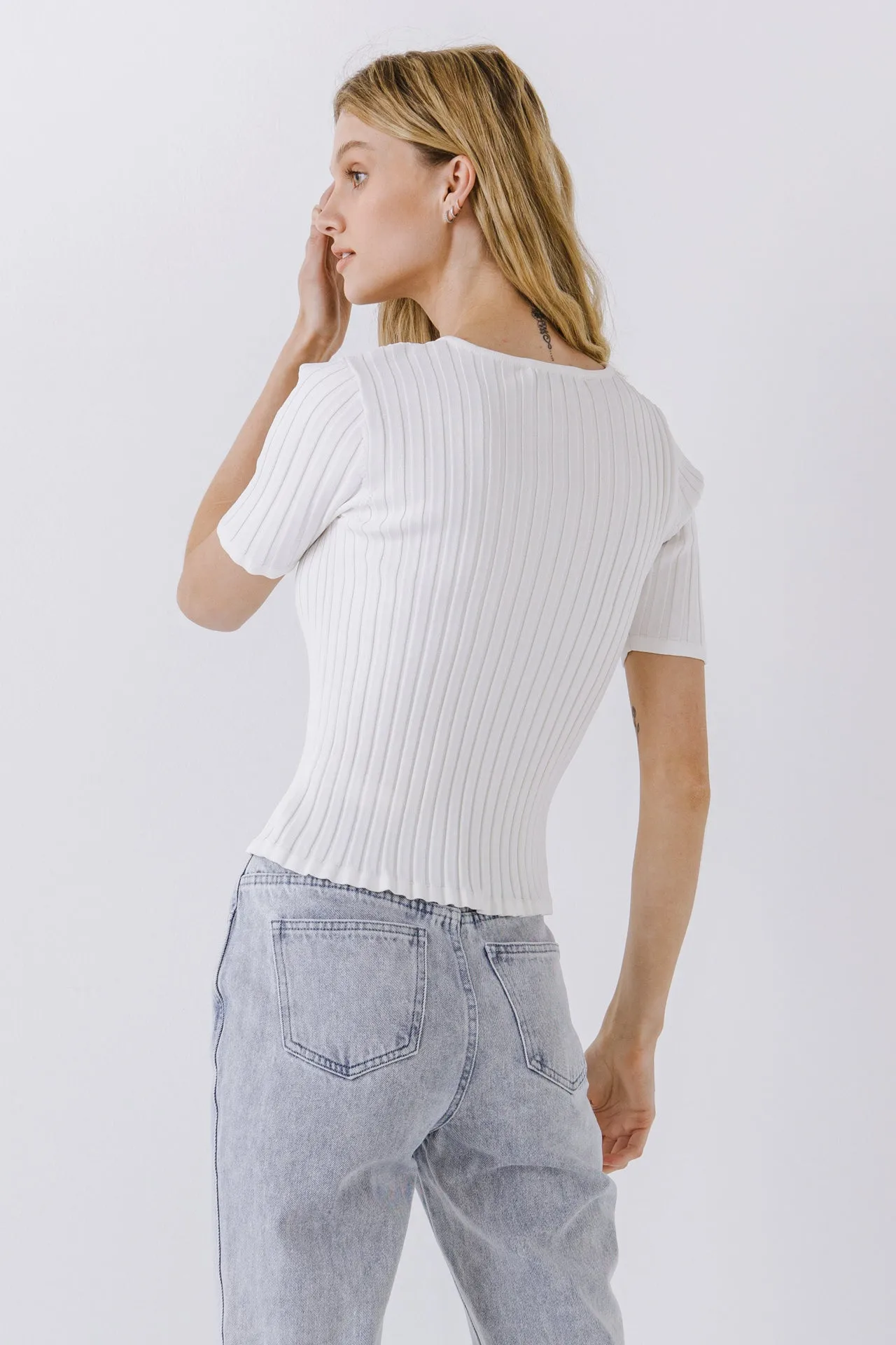 Endless Rose - Ribbed Short Sleeve Knit Top