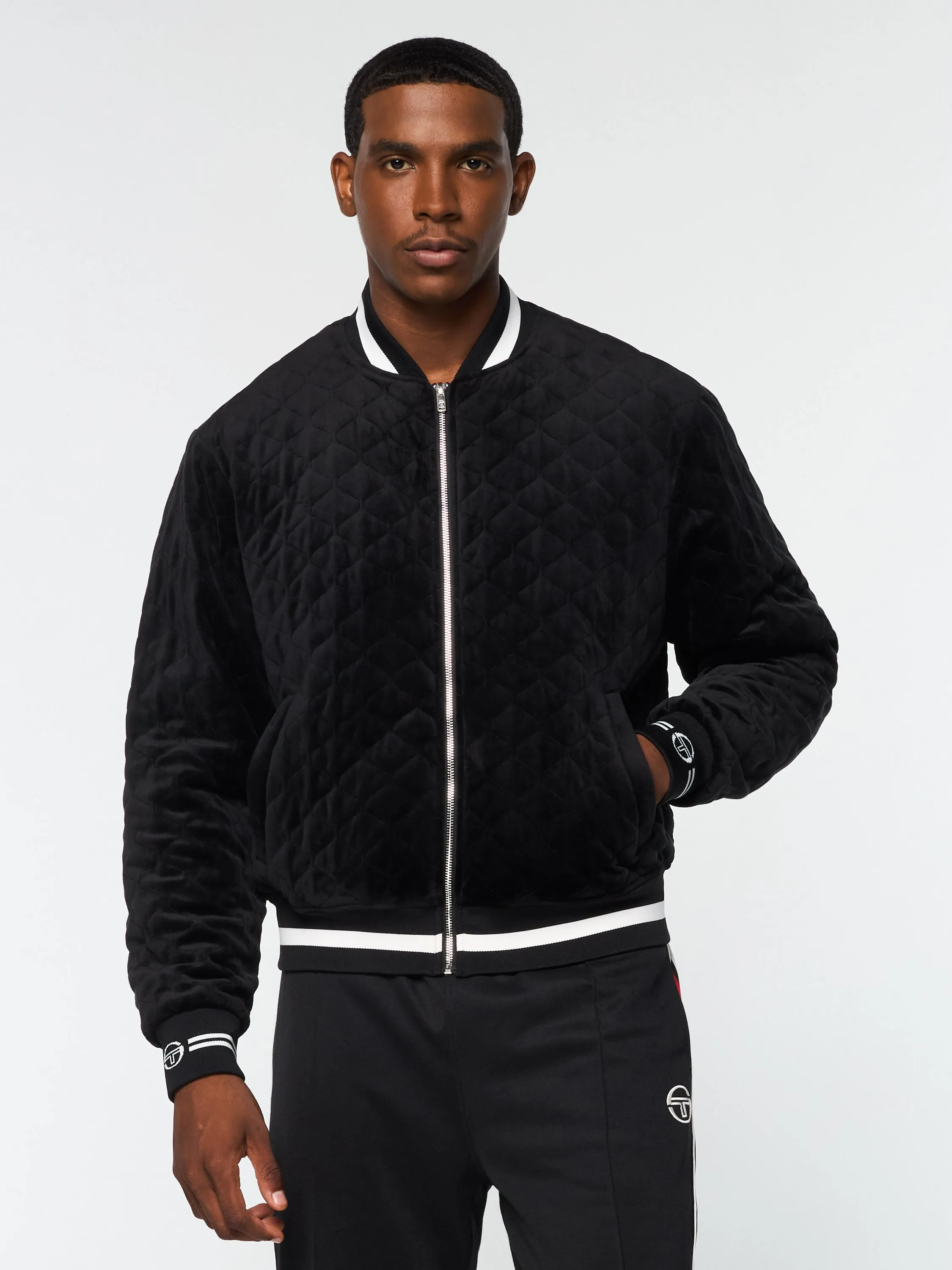 Fasano Quilted Velour Jacket- Black Beauty