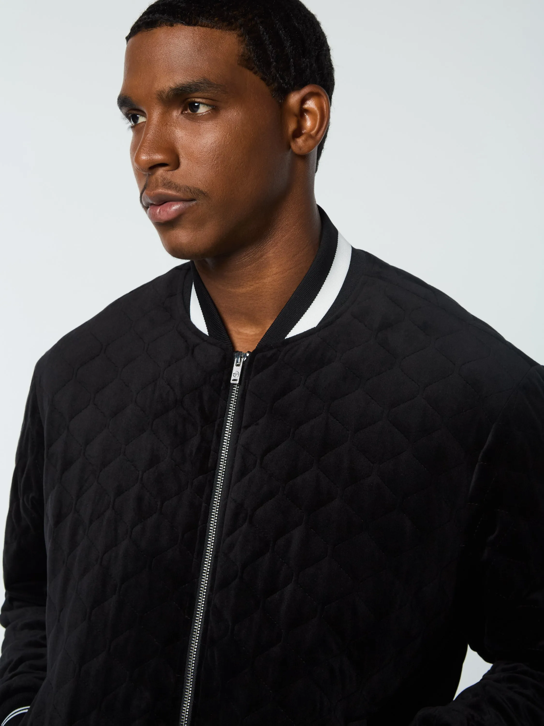 Fasano Quilted Velour Jacket- Black Beauty