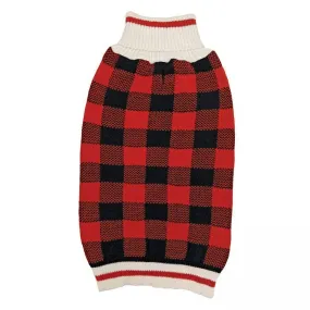 Fashion Pet Plaid Dog Sweater - Red - Small (10"-14" Neck to Tail)