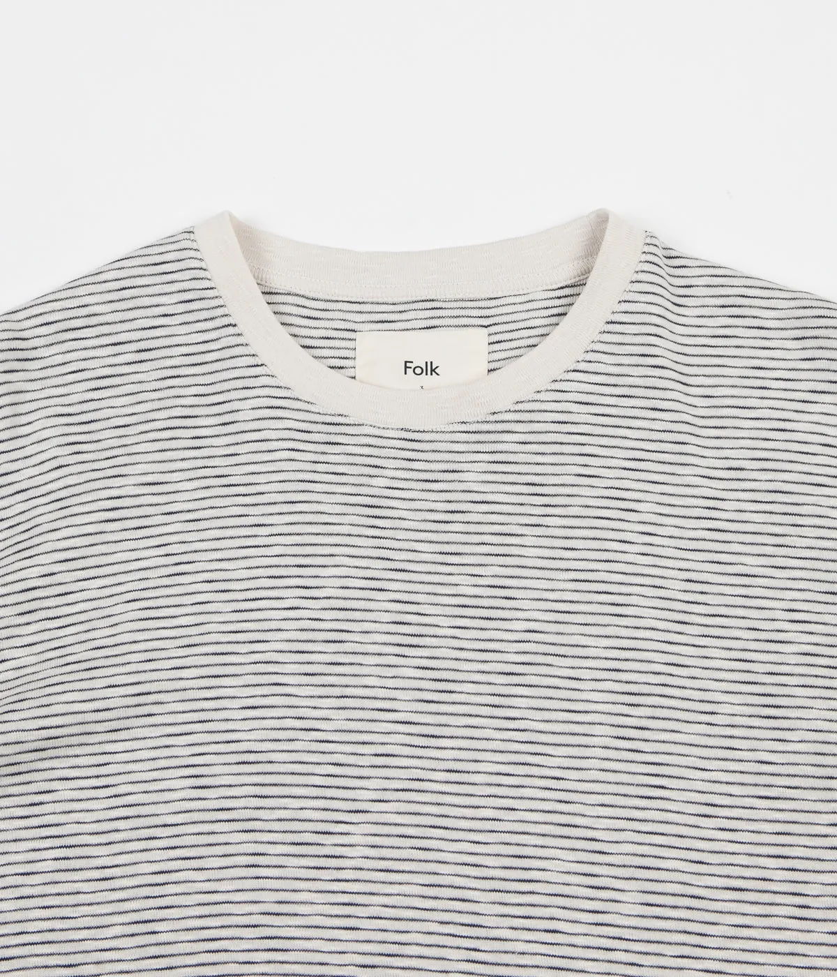 Folk Fine Stripe T-Shirt - Ecru / Navy