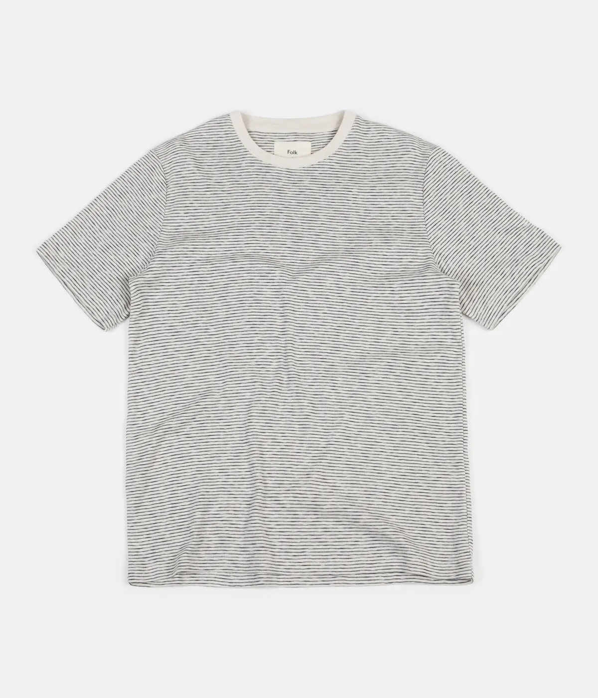 Folk Fine Stripe T-Shirt - Ecru / Navy