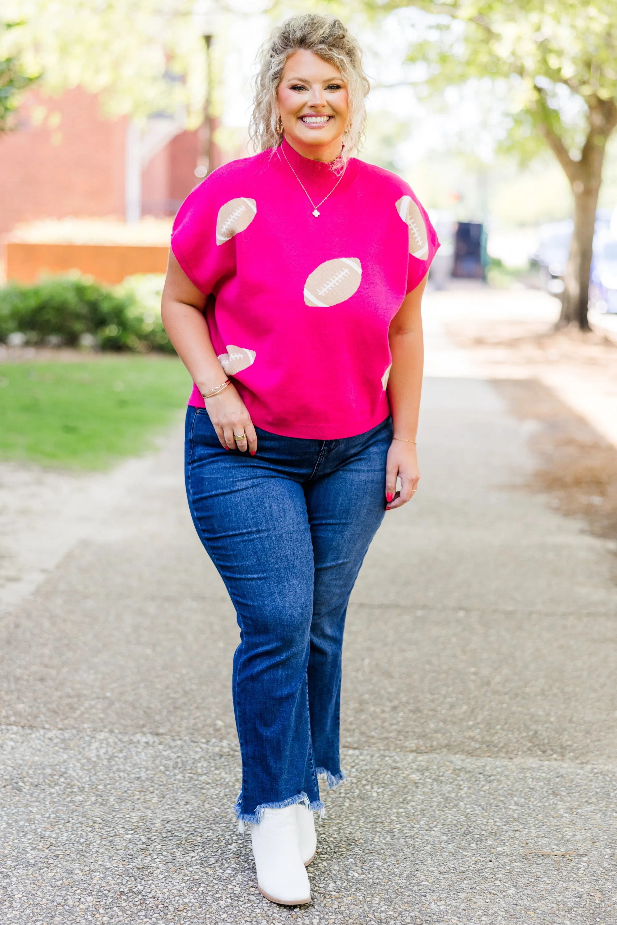 Football Mama Sweater, Pink