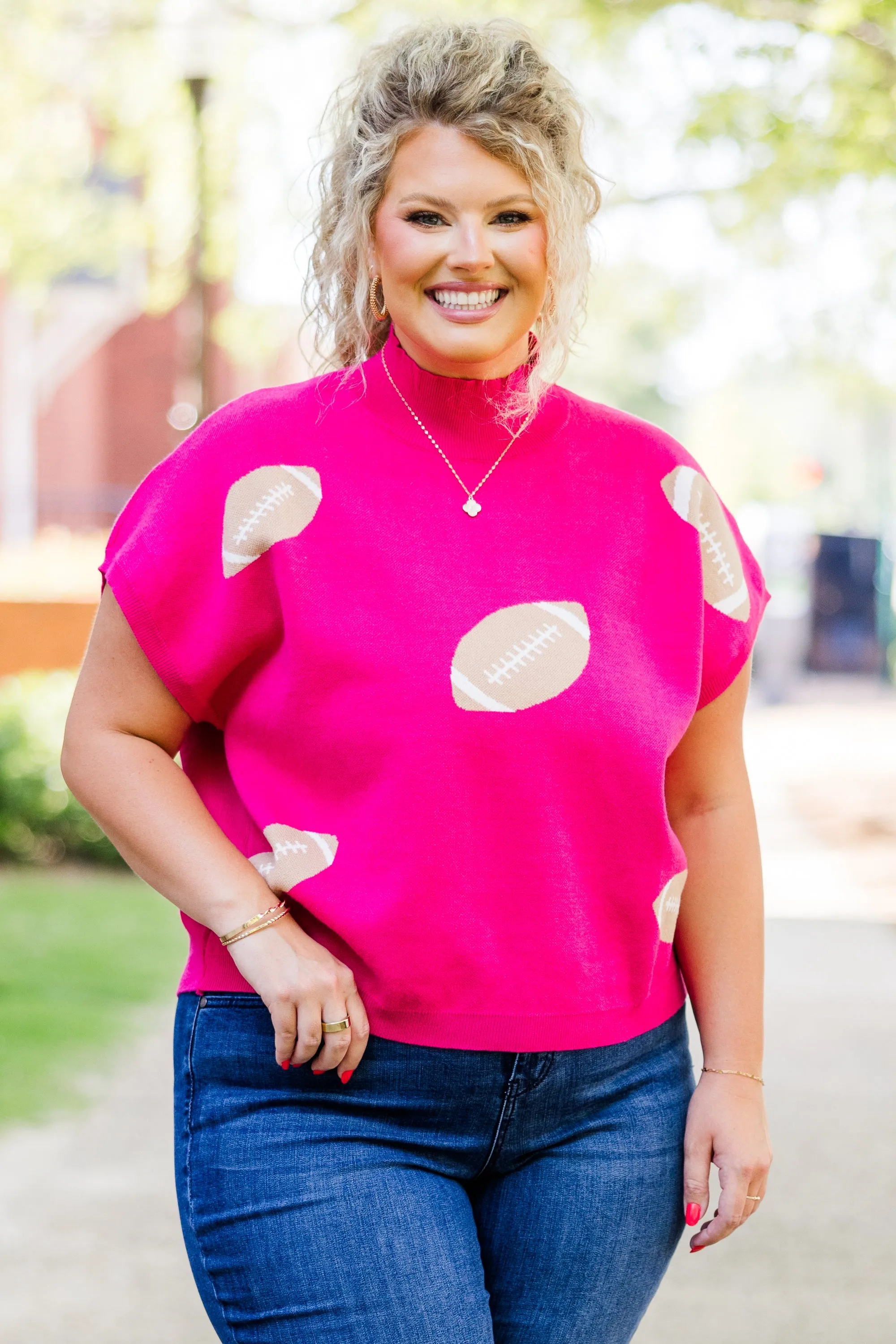 Football Mama Sweater, Pink