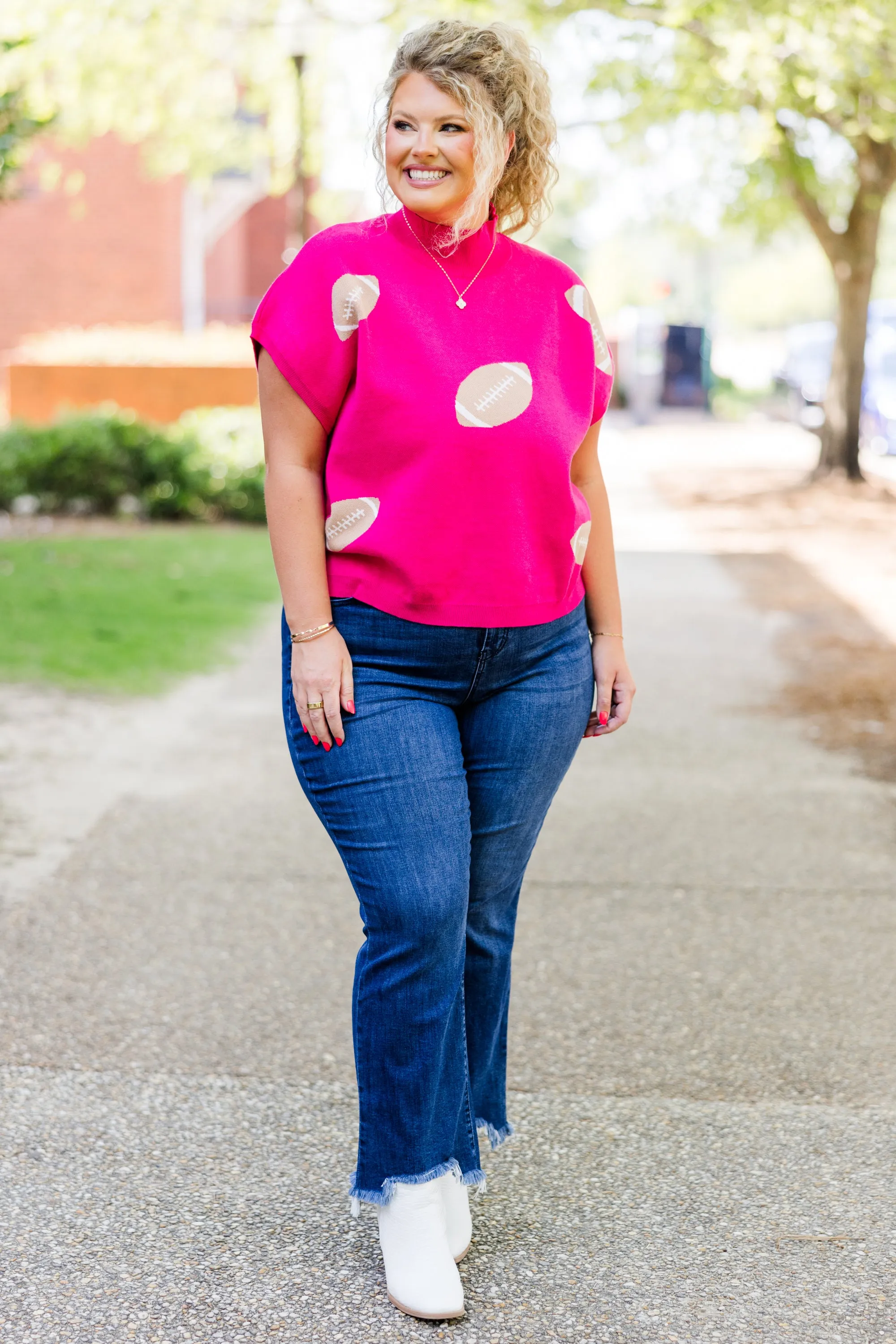Football Mama Sweater, Pink