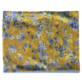 Forget-Me-Nots Mustard,Versatile Scarf, Headband, HatBand, Neck Warmer, Ladies Scarf, Velour Scarf, Designer Gaiter, Handpainted and printed