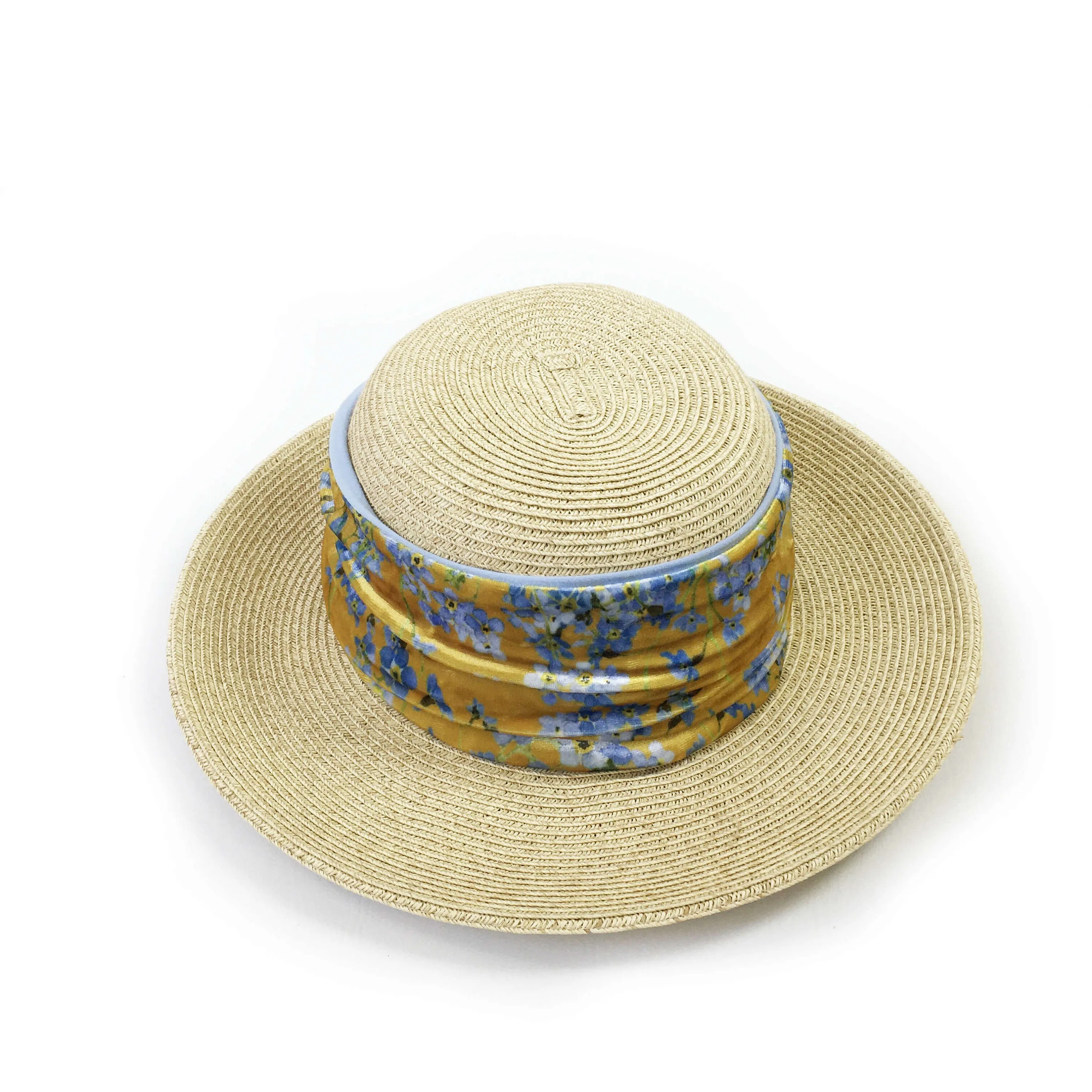 Forget-Me-Nots Mustard,Versatile Scarf, Headband, HatBand, Neck Warmer, Ladies Scarf, Velour Scarf, Designer Gaiter, Handpainted and printed