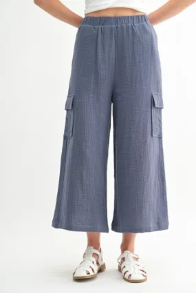 Gauze Wide Leg Cargo Pant
