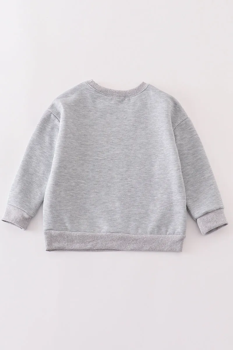 Grey god is good embroidery mom&me fleece sweatshirt