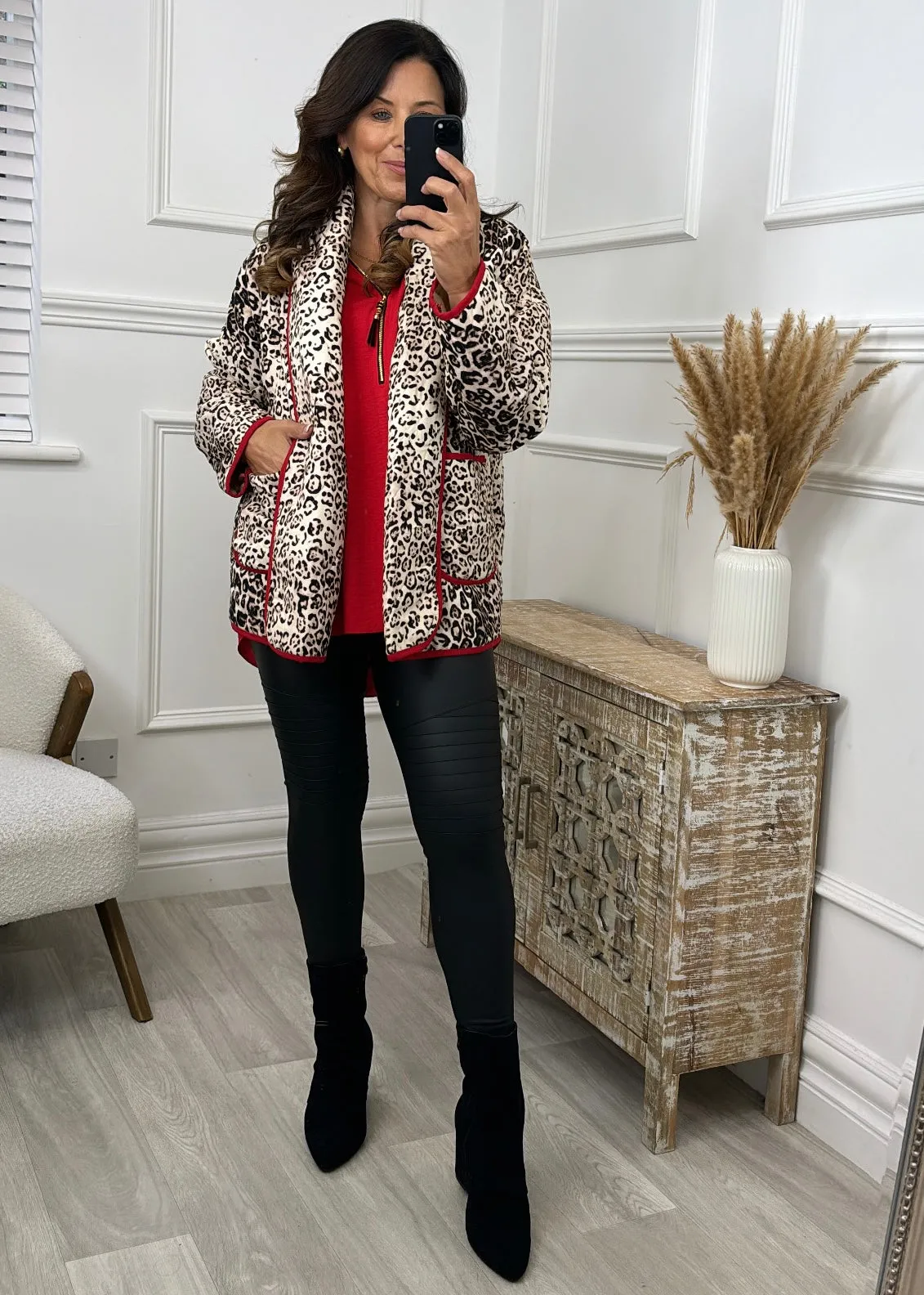 Gwenda Leopard Print Quilted Jacket