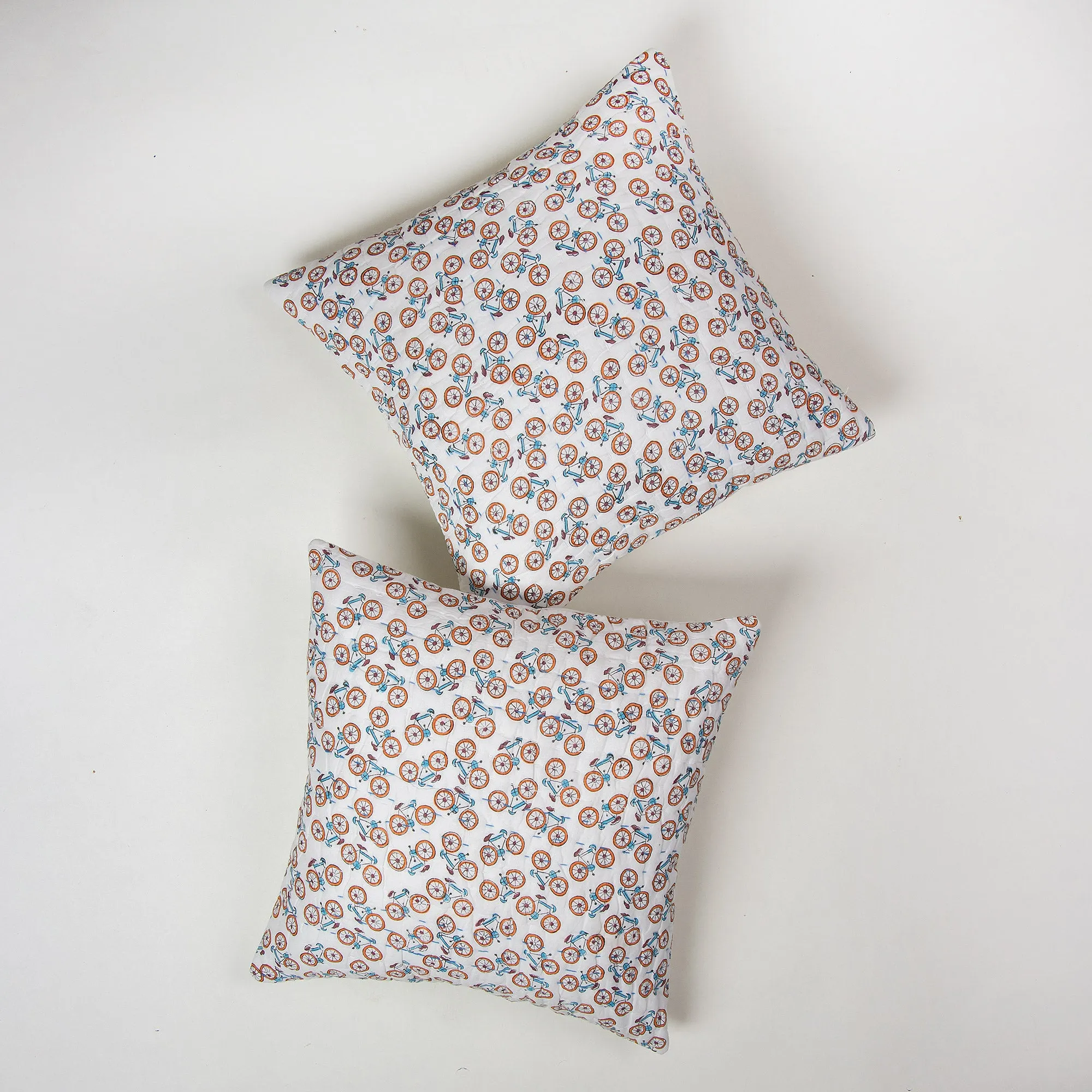 Hand Block Printed Cotton Kantha Cushion Covers