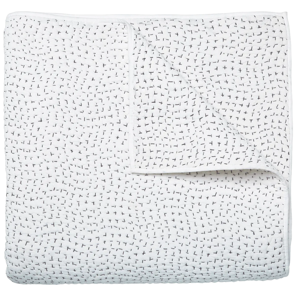 Hand Stitched Gray Quilted Coverlets by John Robshaw