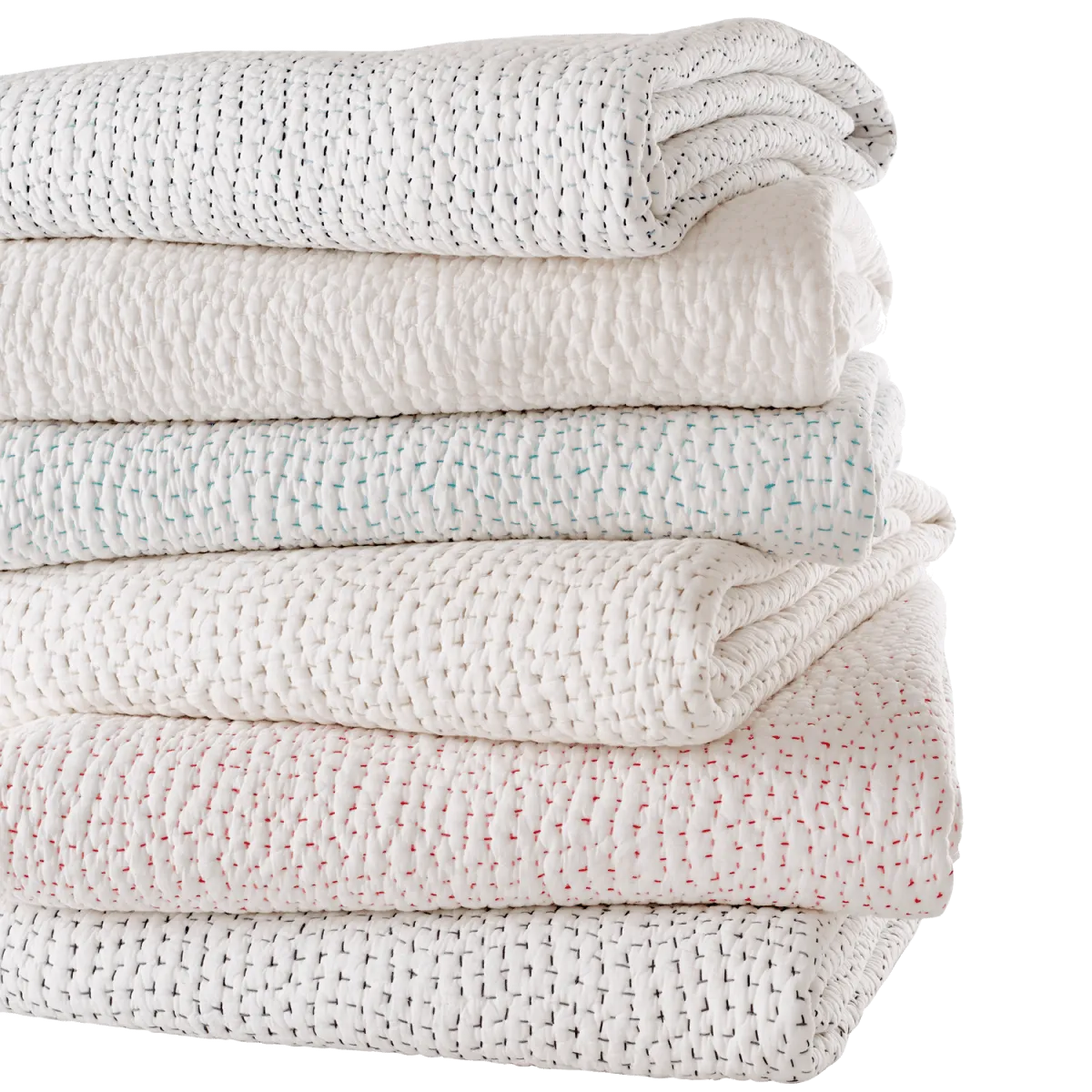 Hand Stitched Gray Quilted Coverlets by John Robshaw