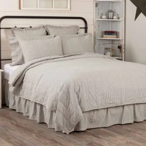 Hatteras Seersucker Blue Ticking Stripe Twin Quilt Coverlet 68Wx86L